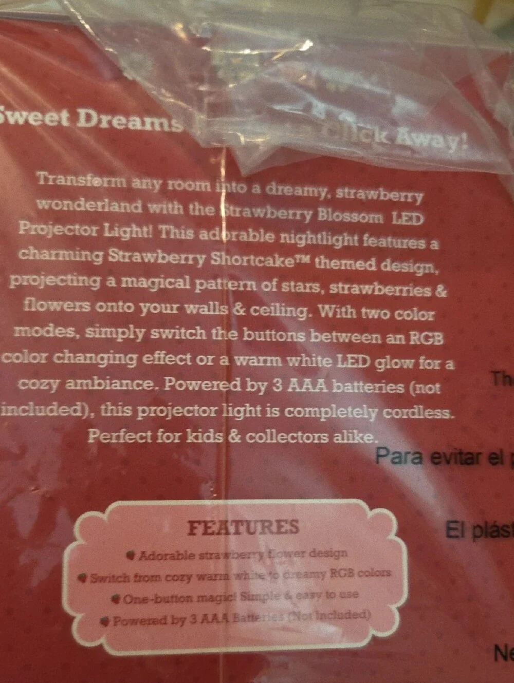 Strawberry Blossom LED Projector Light - Red NWOT